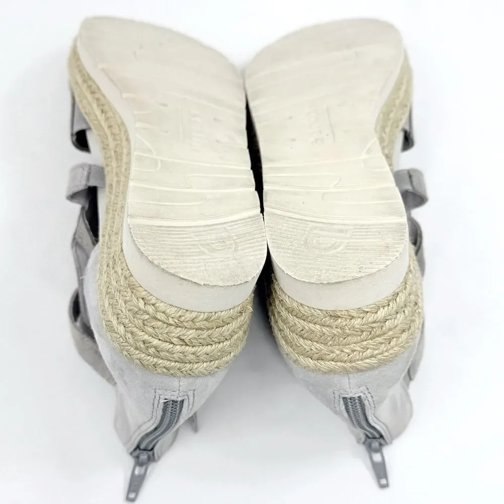 Earth MODENA JASMINE Grey Silver Sparkle Espadrille Wedge Gladiator Sandals